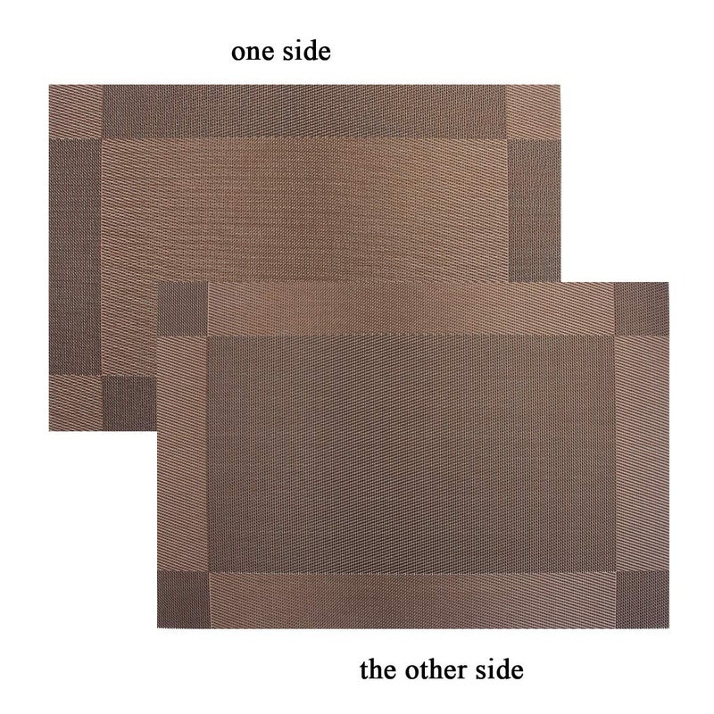 PIGCHCY Place Mats Heat-Resistant Non Slip Placemats Easy Wipe Clean Table Mats Woven Vinyl Placemats for Dining Table(Set of 6, Brown) - Image 5
